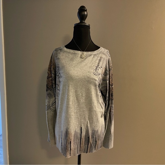 Elena Miro Gray Long Sleeve Sweater - Picture 1 of 6